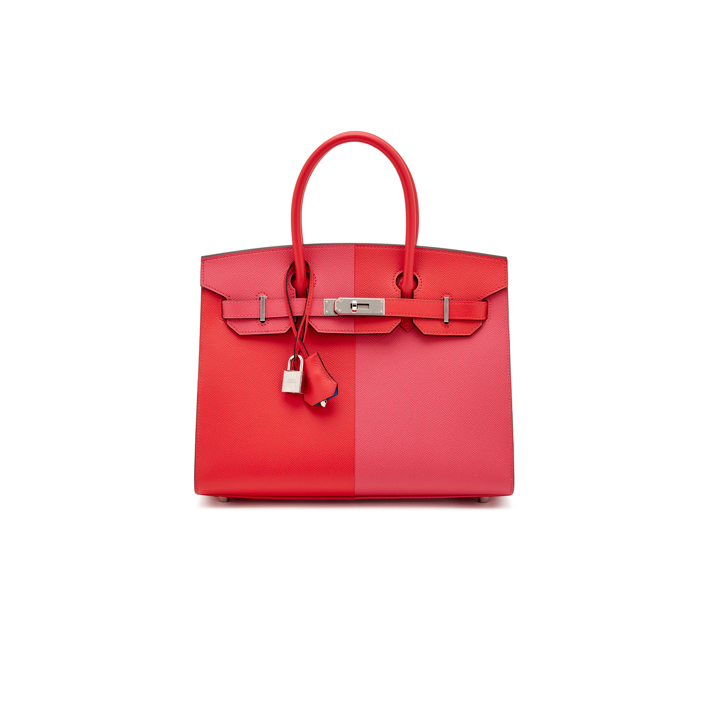 HERMÈS MASTER BIRKIN 25 EPSOM IN ULTRA PINK AND HEART RED WITH FLORIDA BLUE INTERIOR AND SILVER BUCKLE H028367CC02 (25*18*13cm)